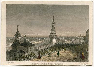 Russia, Moscow from the Kremlin, small steel engraving, 1845
