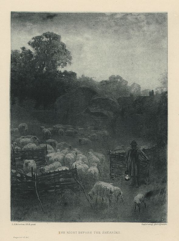 'The Night Before the Shearing', photogravure after E.A.Waterlow, 1893