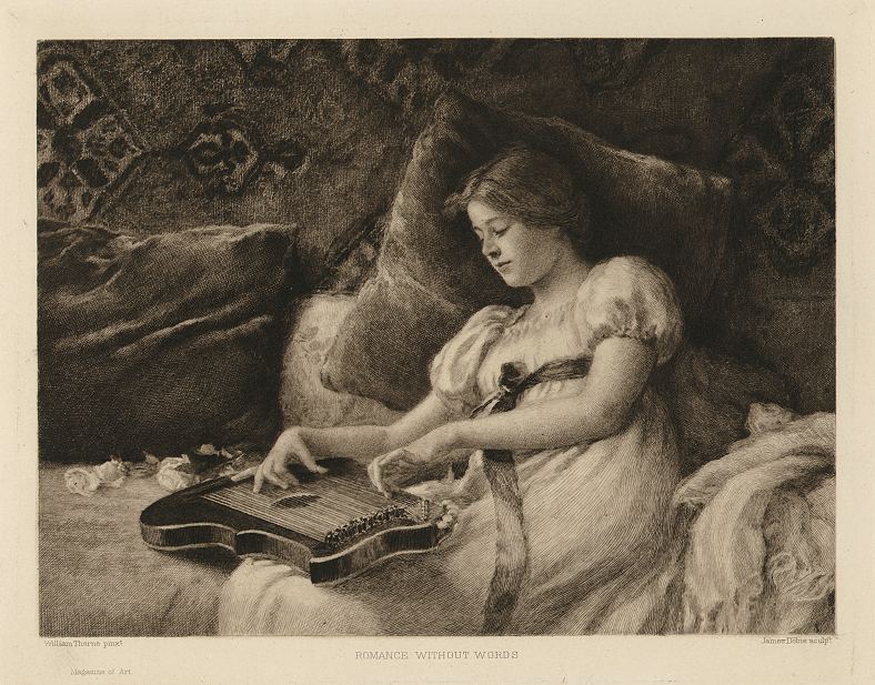 'Romance Without Words', etching by Dobie after William Thorne, 1893
