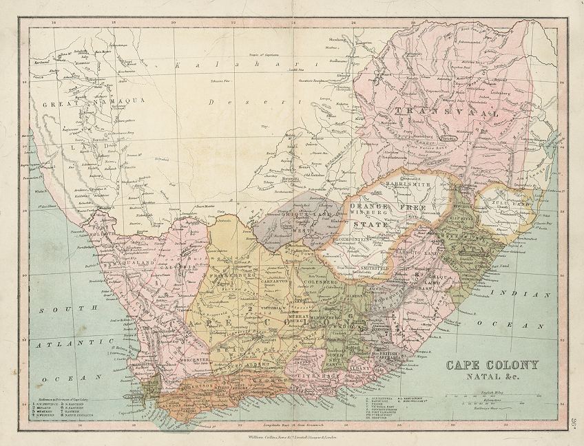 South Africa (Cape Colony) map, 1885