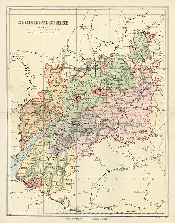 Gloucestershire map, about 1875