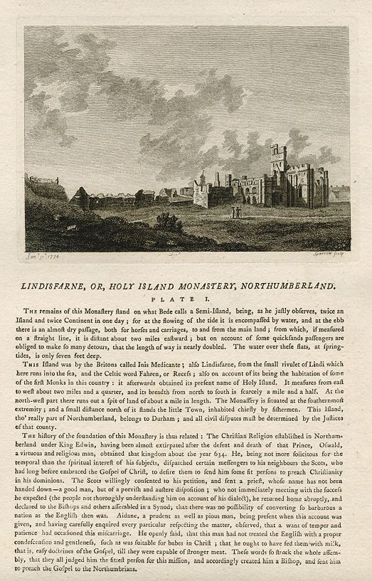 Northumberland, Lindisfarne, or Holy Island Monastery, 1786