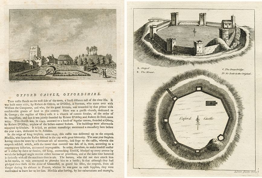 Oxford Castle view and plan, 1786