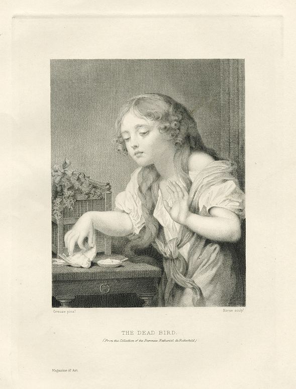 'The Dead Bird', engraving after Greuze, 1889