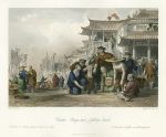 China, Canton Barge-men Quail Fighting, 1843