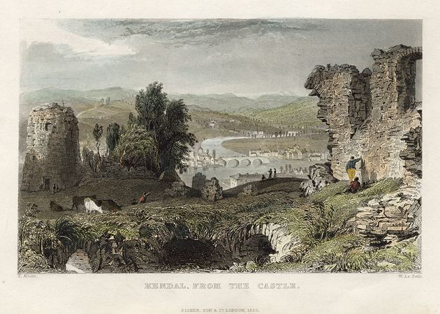 Lake District, Kendal, from the Castle, 1832
