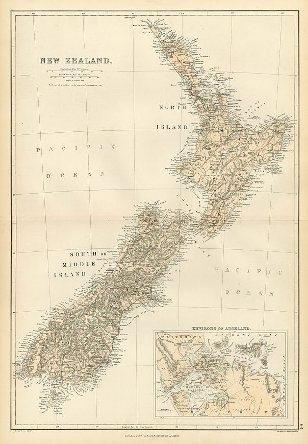 New Zealand map, 1882
