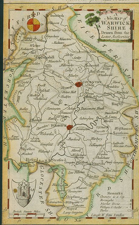 Warwickshire map, 1784
