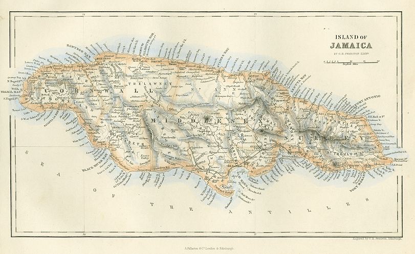 Jamaica map, 1865