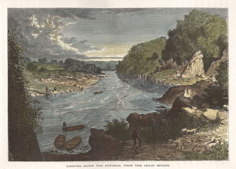 USA, Washington DC, Looking down the Potomac from the Chain Bridge, 1875