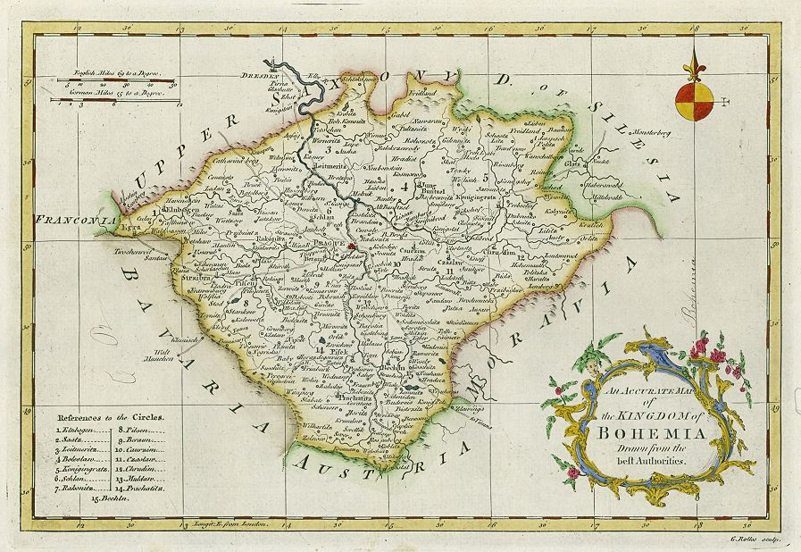 Bohemia map (Czech Republic), 1773