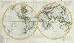 World in hemispheres map, with 'new discoveries', 1778