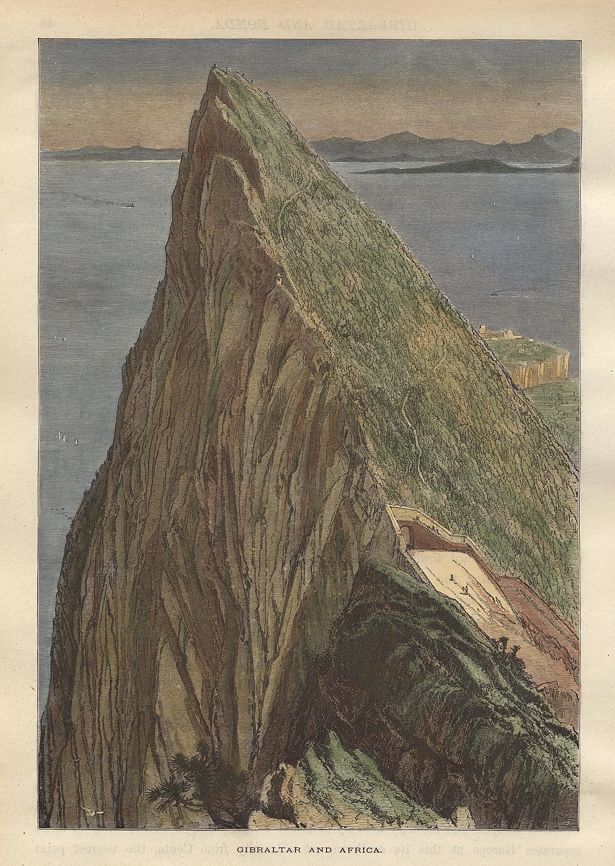 Gibraltar and view to Africa, 1875