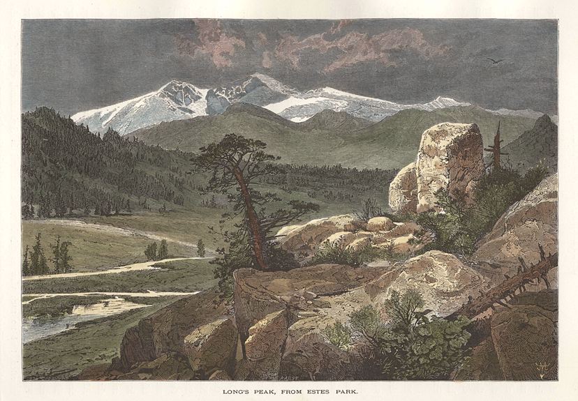 USA, Colorado, Long's Peak, from Estes Park, 1875