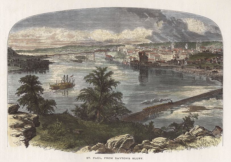 USA, Minnesota, St. Paul from Dayton's Bluff, 1875