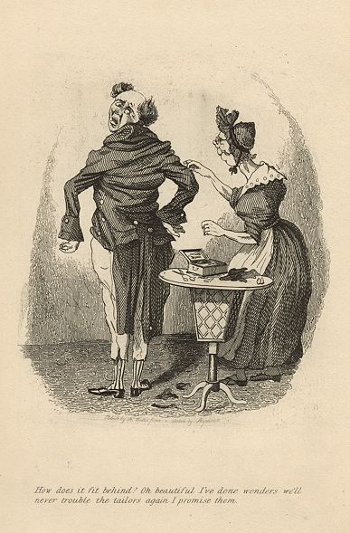 Cockney social caricature, wife / seamstress, Robert Seymour, 1835 / 1878