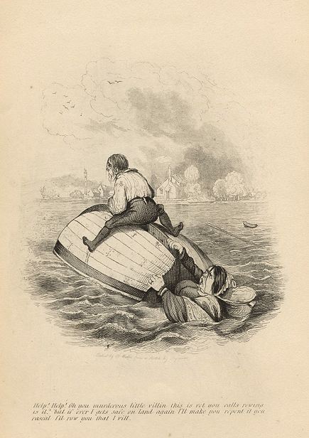 Cockney social caricature, wife / boating, Robert Seymour, 1835 / 1878