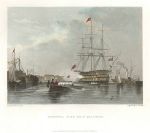 Hampshire, Gosport with Flag Ship Saluting, 1842