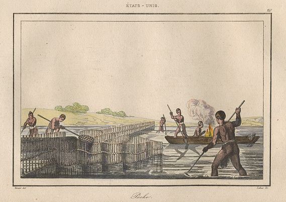USA, Peche (natives fishing), 1837