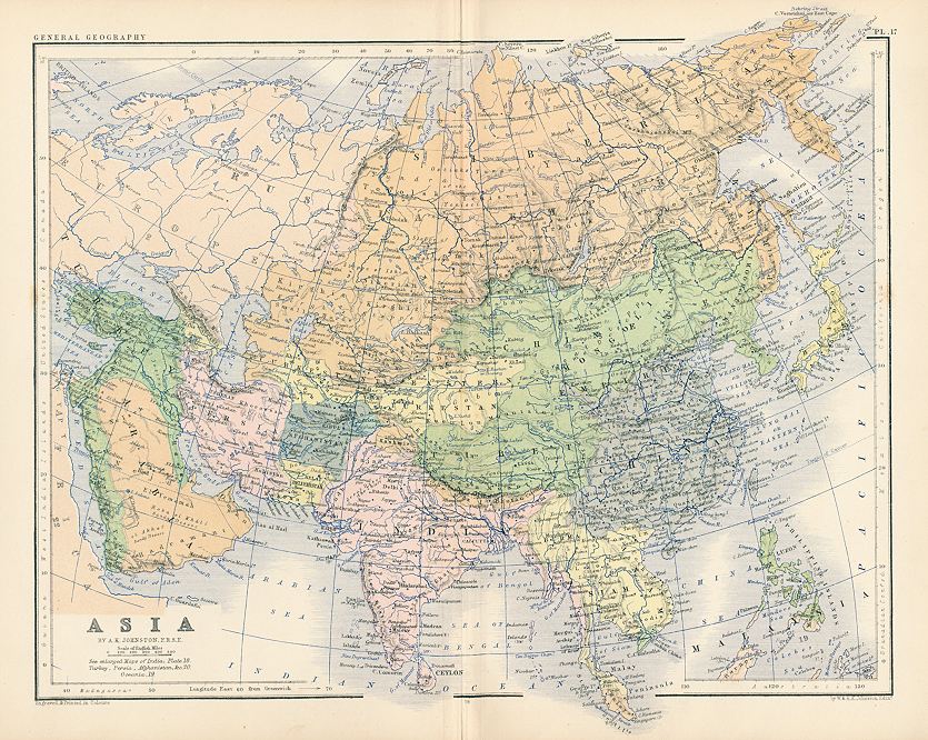 Asia map, 1879