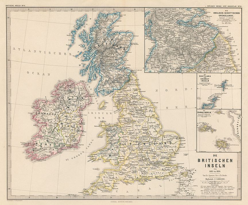 British Isles, from 1485 to 1830 map, 1846