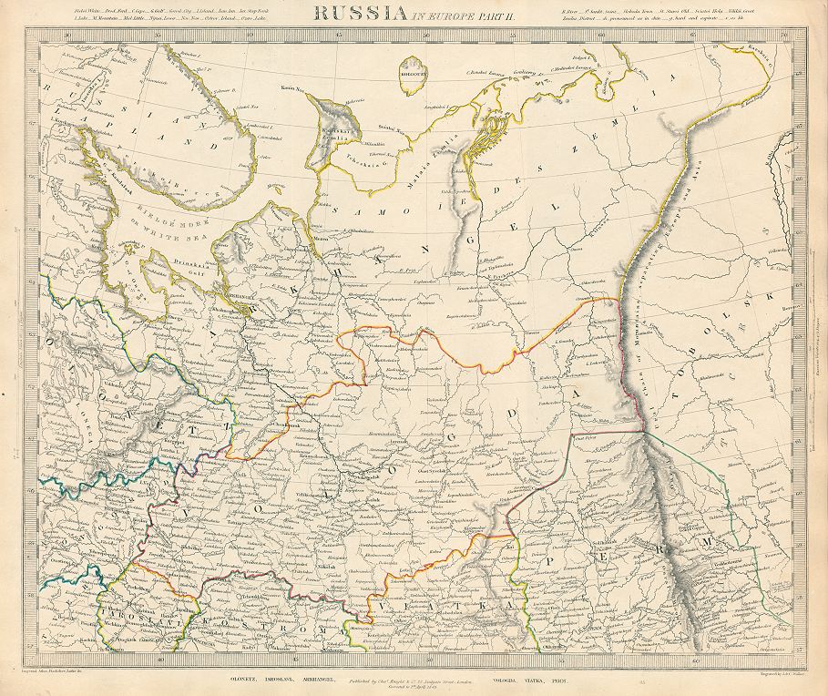 Russia in Europe, northern part, SDUK, 1845