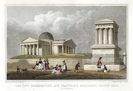 Edinburgh, Calton Hill, New Observatory & Playfair's Monument, 1831