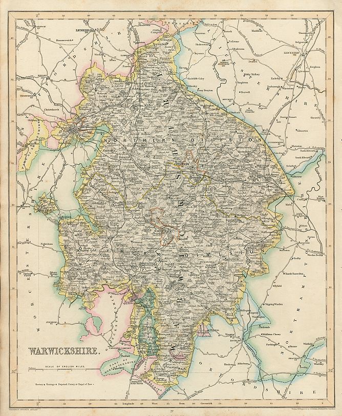 Warwickshire map, 1844