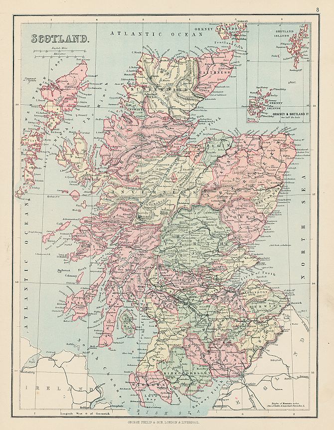 Scotland map, 1875
