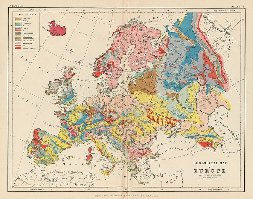 Geological Map of the Europe, 1892