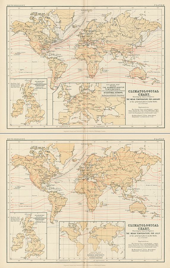 The World, Mean Temperature for January & July, 1892
