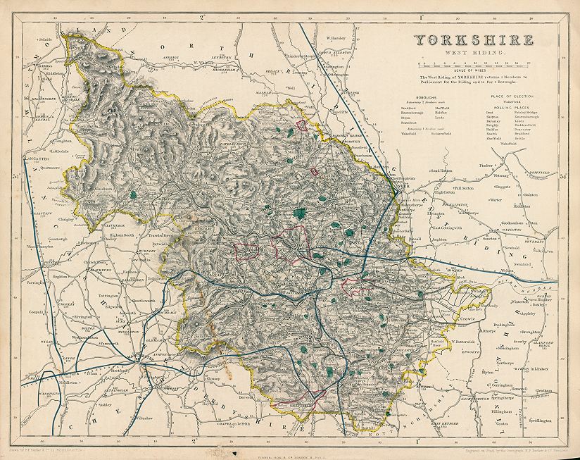 Yorkshire West Riding map, 1844