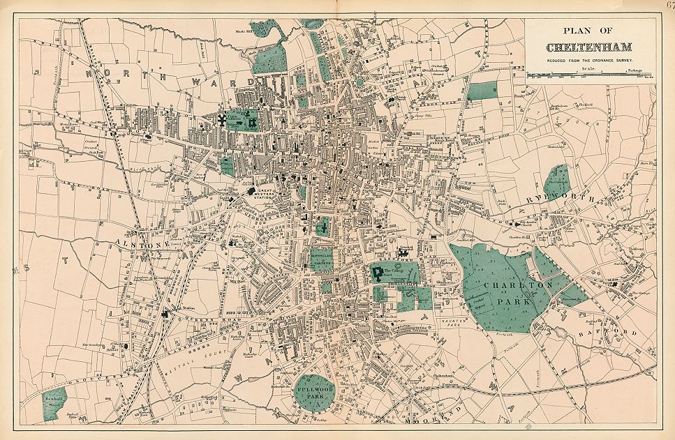 Gloucestershire, Cheltenham plan, about 1880