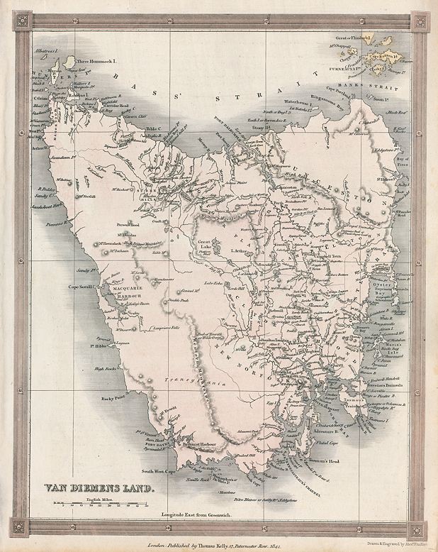 Tasmania map, 1836