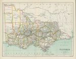 Australia, Victoria map, 1886