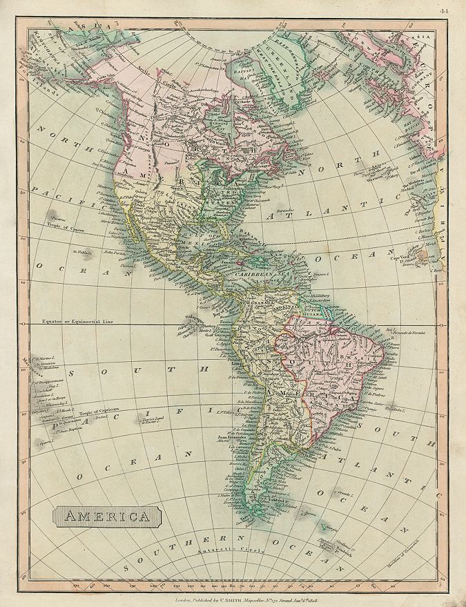 America map, Smith's Atlas, 1808