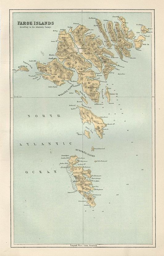 Faroe Islands map, 1886