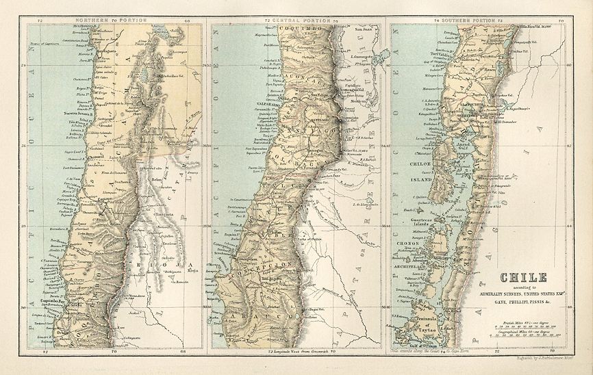 Chile map, 1886