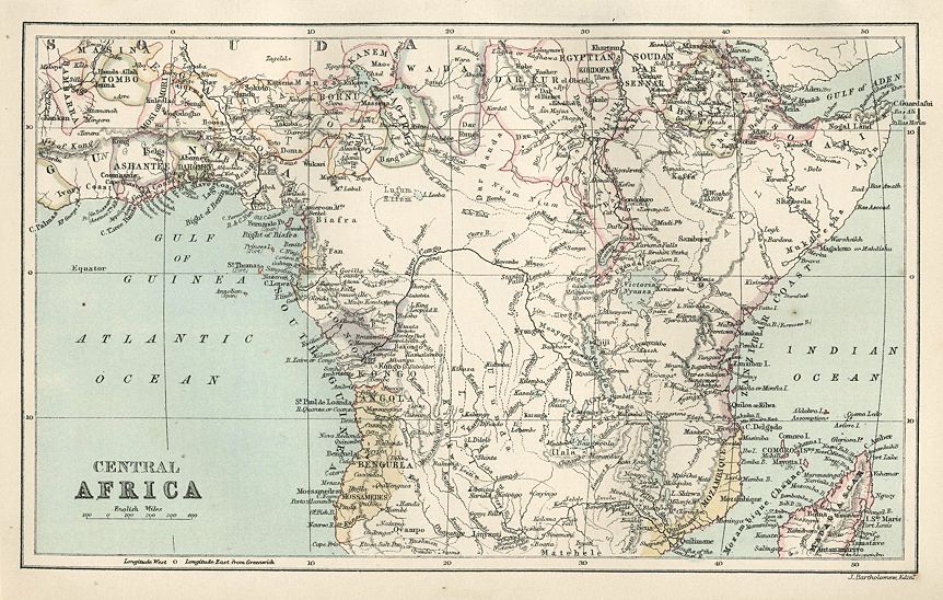 Central Africa map, 1886