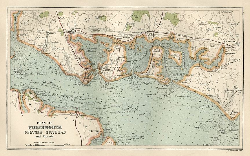 Plan of Portsmouth, Portsea, Spithead and Vicinity, 1886