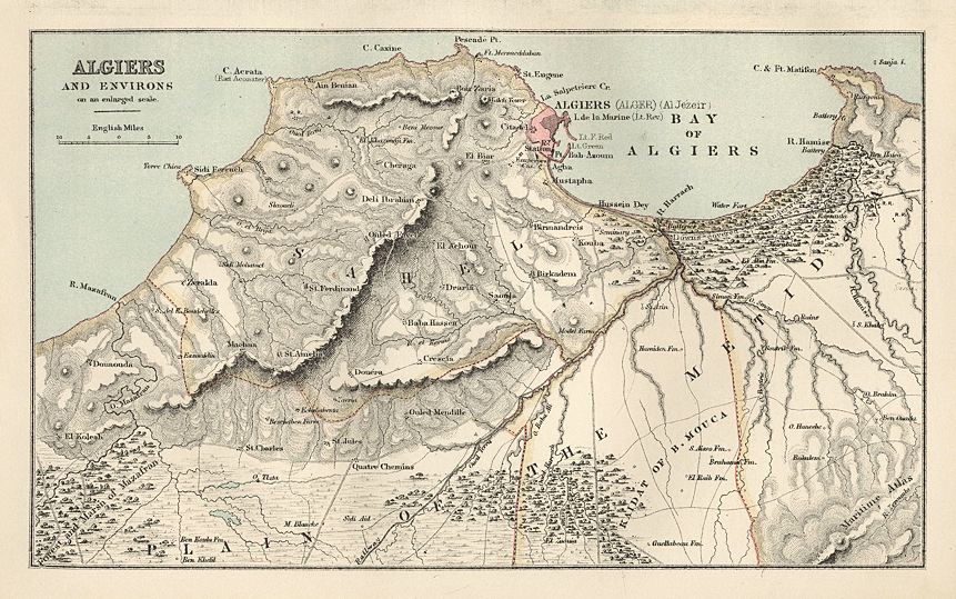 Africa, Algiers area map, 1886