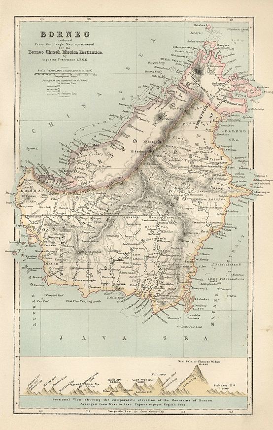 Borneo map, 1886