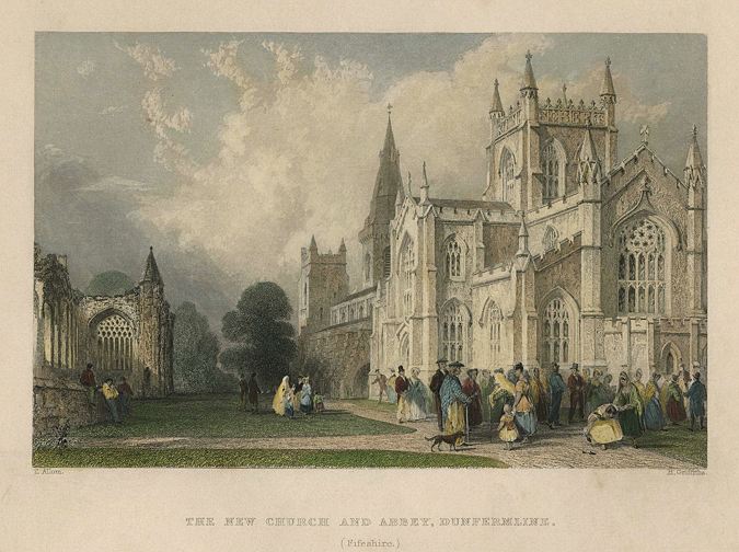 Dunfermline, New Church and Abbey, 1840