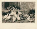 'The Last Spoonful', (girl with ducks, chickens, etc) after Riviere, 1886