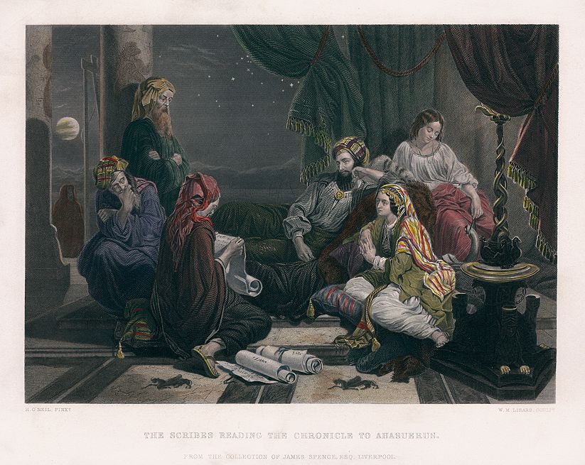 Scribes Reading The Chronicle to Ahasuerus, 1867