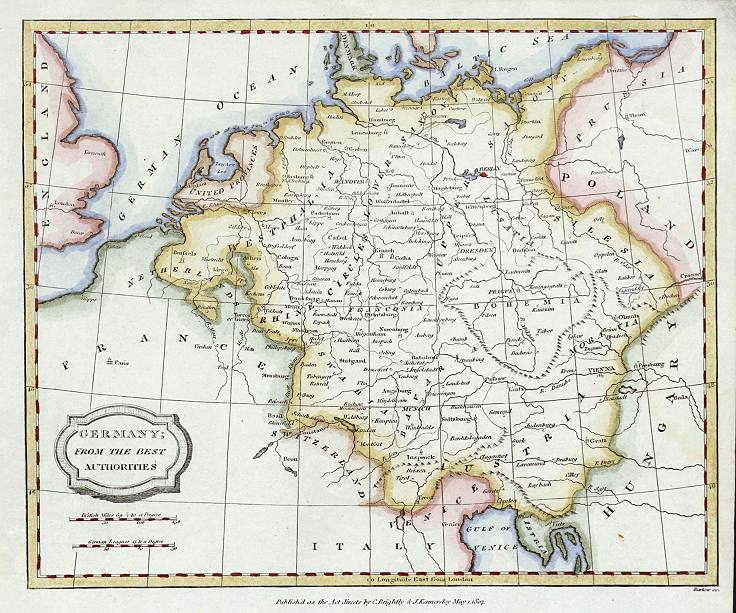 Germany map, The General Gazetteer, 1809