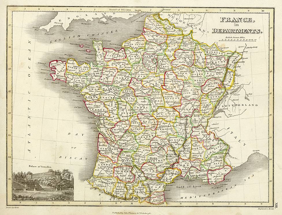 France in Departments, Wyld General Atlas, c1823