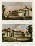 Italy, two City gates, Rome, 1790