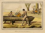 USA, Indians making a canoe, 1843