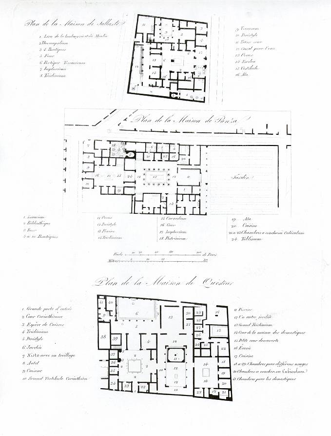 Italy, Pompeii, three house plans, 1830